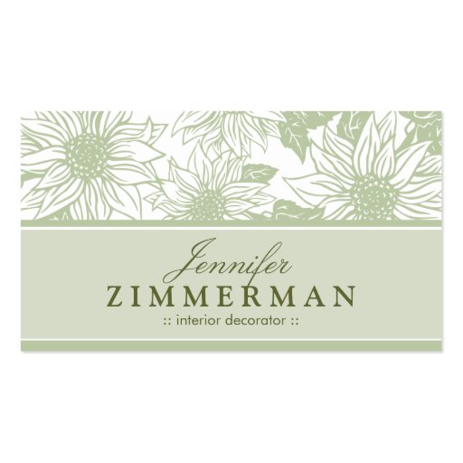 Sage Green Sunflowers Floral Business Card