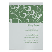 Sage Green Swirl Wedding Invitation invitations