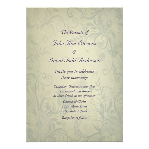 Sage Green Vintage Wedding Personalized Invitation
