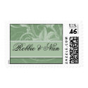 Sage green wedding postage stamp