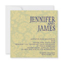 Sage Navy Cream Damask Summer Wedding Invitation invitation