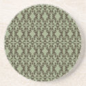 sage olive green and brown ornate damask pattern