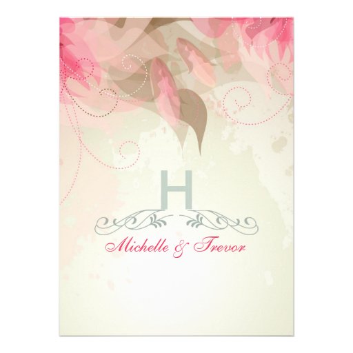 Sage & Pink Floral Formal Wedding Invitations