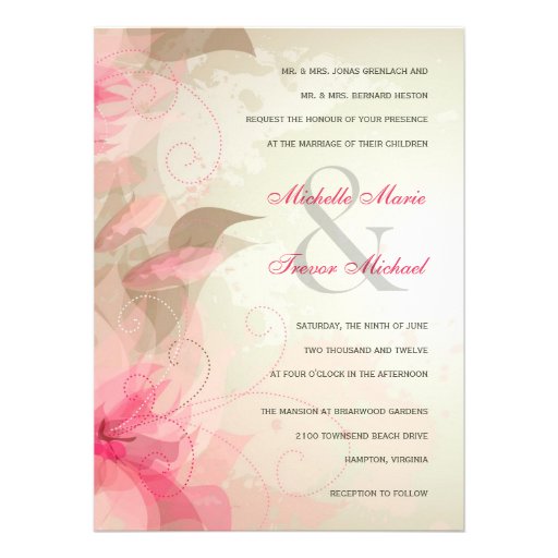 Sage & Pink Floral Formal Wedding Invitations
