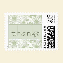 Sage Sunflower Thank You Wedding Stamp stamps