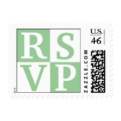 Sage White Block Lettering RSVP Wedding Stamps