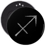 Sagittarius. Zodiac Astrology Sign. Black. Pin