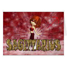 Sagittarius Zodiac Birthday card with cutie pie Ga