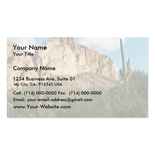 Saguaro Cactus Business Card (front side)
