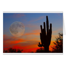 Saguaro Full Moon Sunset Cards
