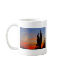 Saguaro Full Moon Sunset Coffee Mugs