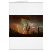 Saguaro Lightning Storm Greeting Card