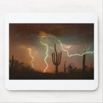 Saguaro Lightning Storm Mouse Pads