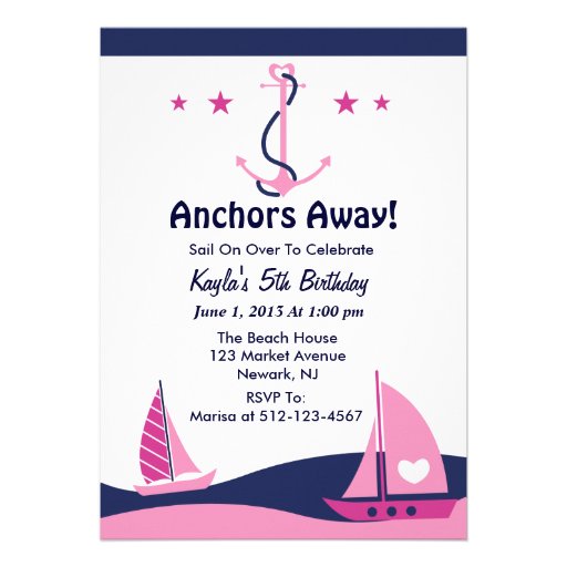 Sail Away Girl Invitation
