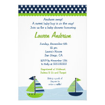 Sail Away Sailboat Baby Shower Invitations