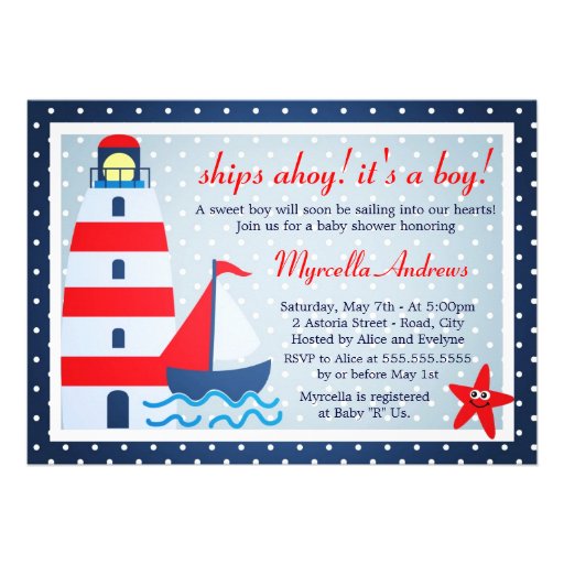 Sail Away Sailboat Baby Shower Invite