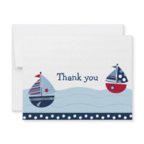 Sail Away Sailboat Nautical Thank You Note Cards Invitations