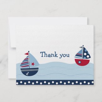 Sail Away Sailboat Nautical Thank You Note Cards Invitations