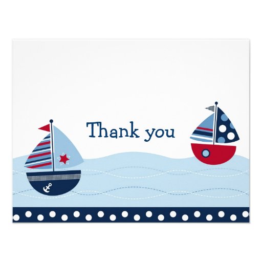 Sail Away Sailboat Nautical Thank You Note Cards Invitations