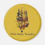 Sail Away-Think Happy Thoughts-Yellow Magnet