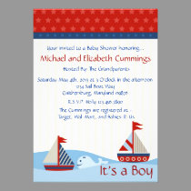 Sail Boat and Whale Baby Shower invitations
