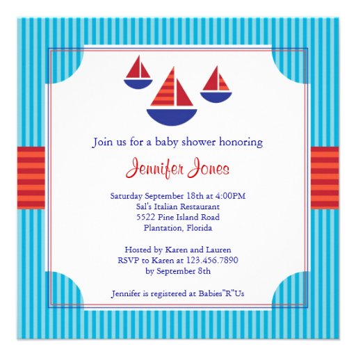 Sail Boat Baby Shower Invitation