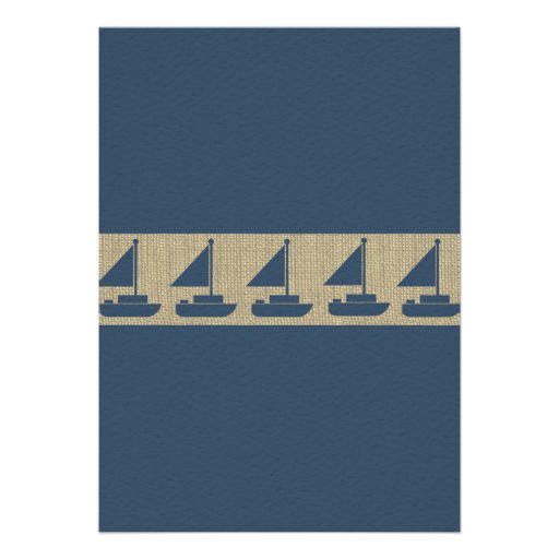 Sail Boat Navy Blue Stripes Baby Shower Invitations