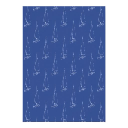 Sail boat pattern. Dark Blue. Custom Announcement
