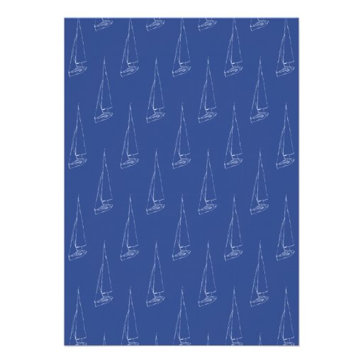 Sail boat pattern. Dark Blue. Custom Announcement