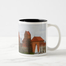 Sail boat with Island Castle by Lake Galve, Coffee Mug