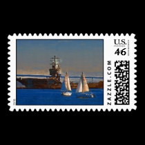 Sail Boats in San Diego harbor postage