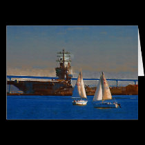 Sail Boats, San Diego Harbor, California cards