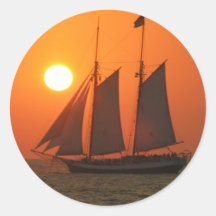 Sail into the Sunset Round Stickers