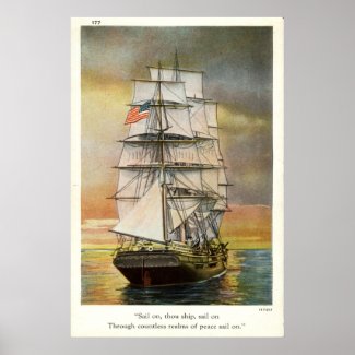 Sail on Thou Ship Vintage 1926 print