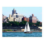 Sailboat Against Manhattan Skyline Post Cards