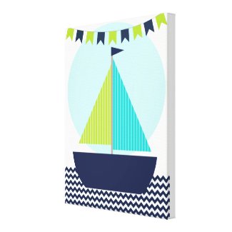 Sailboat and Banner Baby Nursery Canvas Canvas Prints