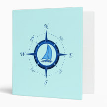 Sailboat And Compass Rose 3 Ring Binders