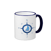 Sailboat And Compass Rose Coffee Mug
