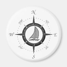 Sailboat And Compass Rose Magnets