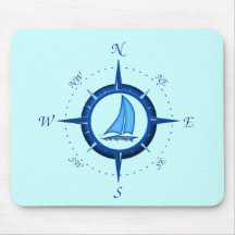 Sailboat And Compass Rose Mousepad