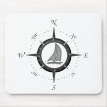 Sailboat And Compass Rose Mousepad