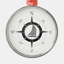 Sailboat And Compass Rose Ornaments