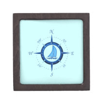 Sailboat And Compass Rose Premium Jewelry Box