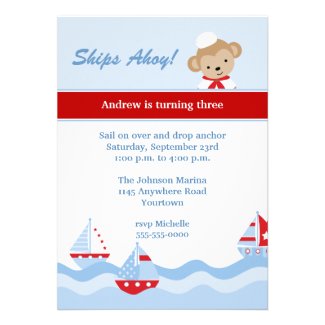 Sailboat and Monkey Birthday Invitation