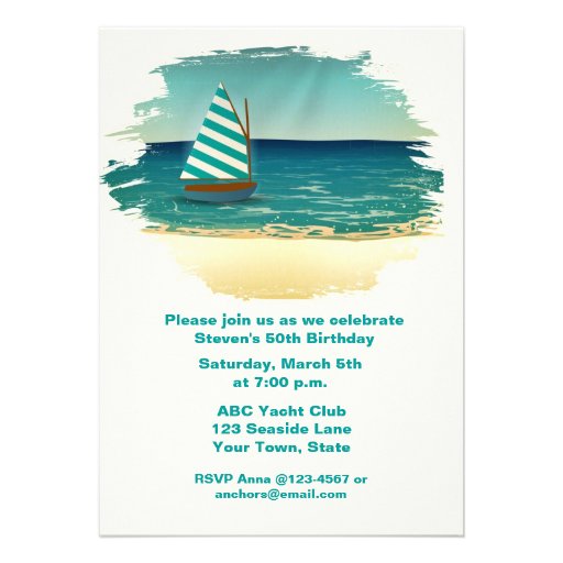Sailboat and Sea Personalized Announcement