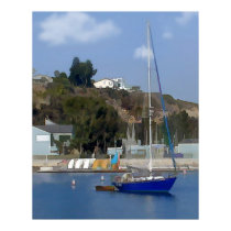 Sailboat at Anchor in Harbor posters