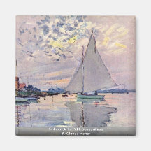 Sailboat At Le Petit-Gennevilliers By Claude Monet Refrigerator Magnets