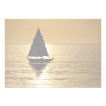 Sailboat at sunset, sloop announcement