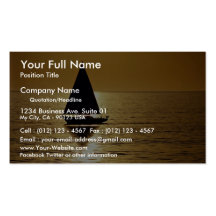 Sailboat at sunset, sloop business card template