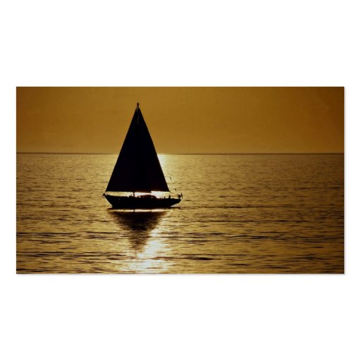 Sailboat at sunset, sloop business card template (back side)
